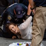 One of three people arrested during Monday night's protests outside of Trump Tower.<br>